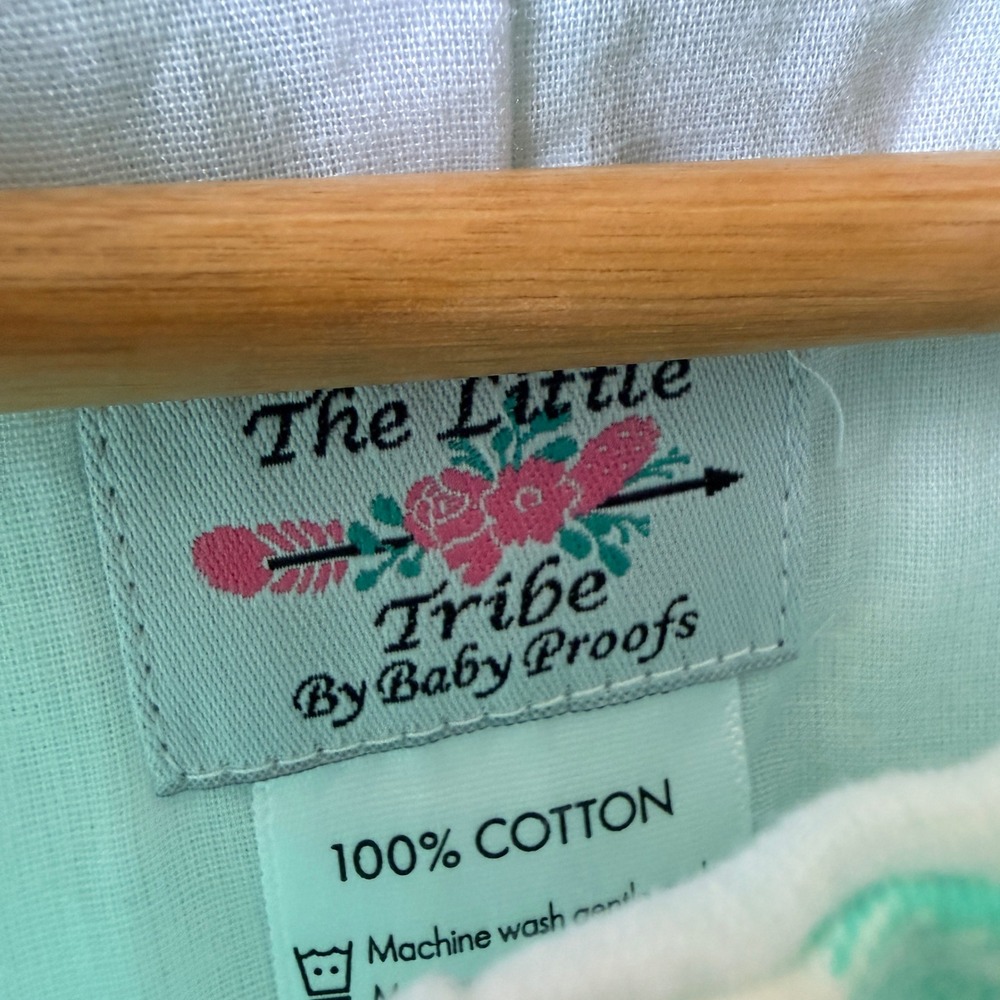 Little Tribe Romper Baby 6M Mint Gingham Cotton One Piece Jon Jon Preppy Sunsuit - Picture 5 of 6